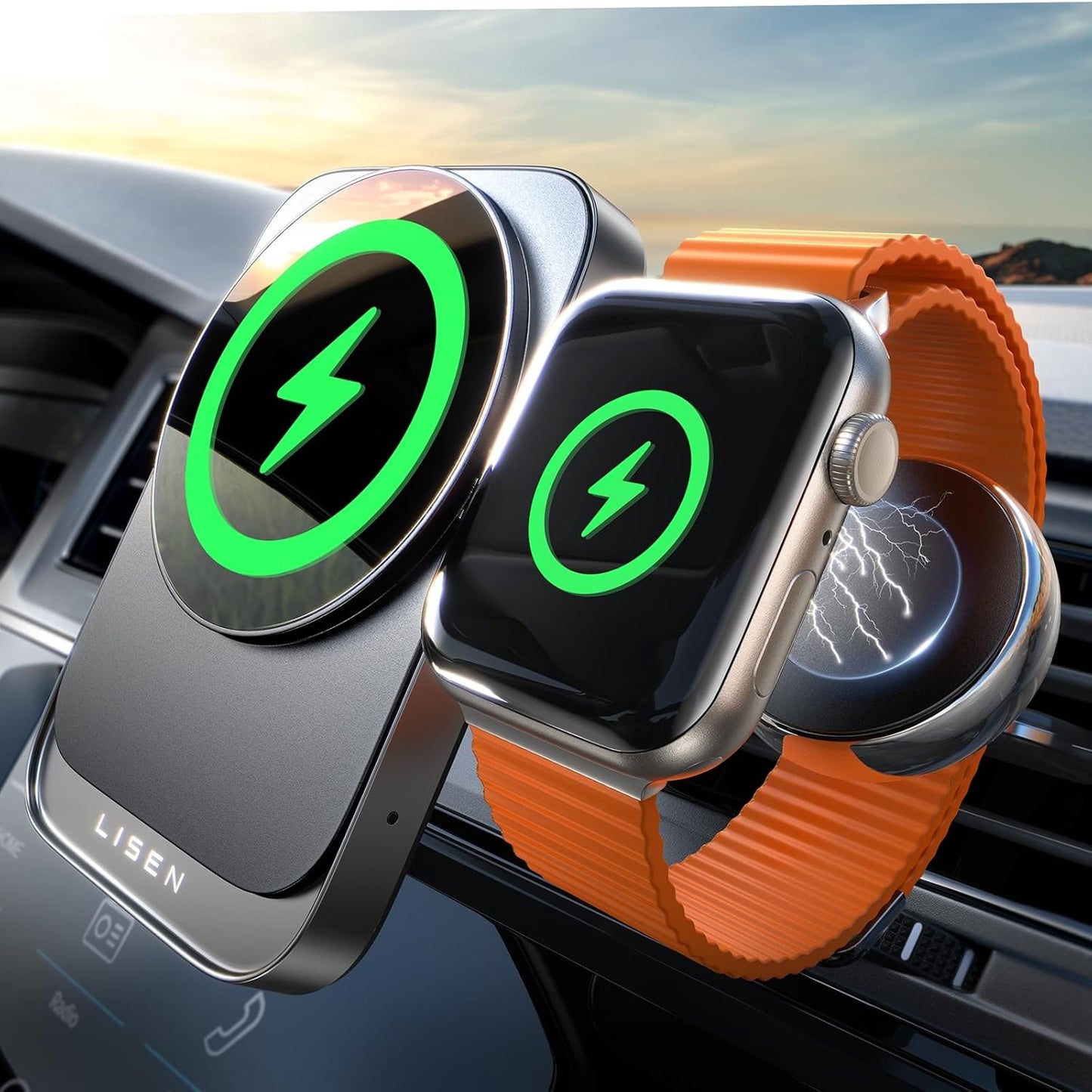 2-in-1 MagSafe Car Mount Charger - Fast Wireless Charging