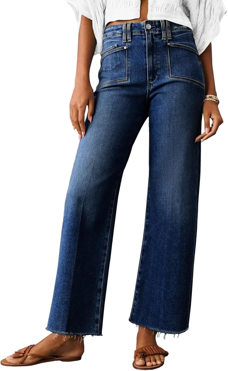 Cicy Bell Womens High Waisted Cropped Jeans for Trendy Style