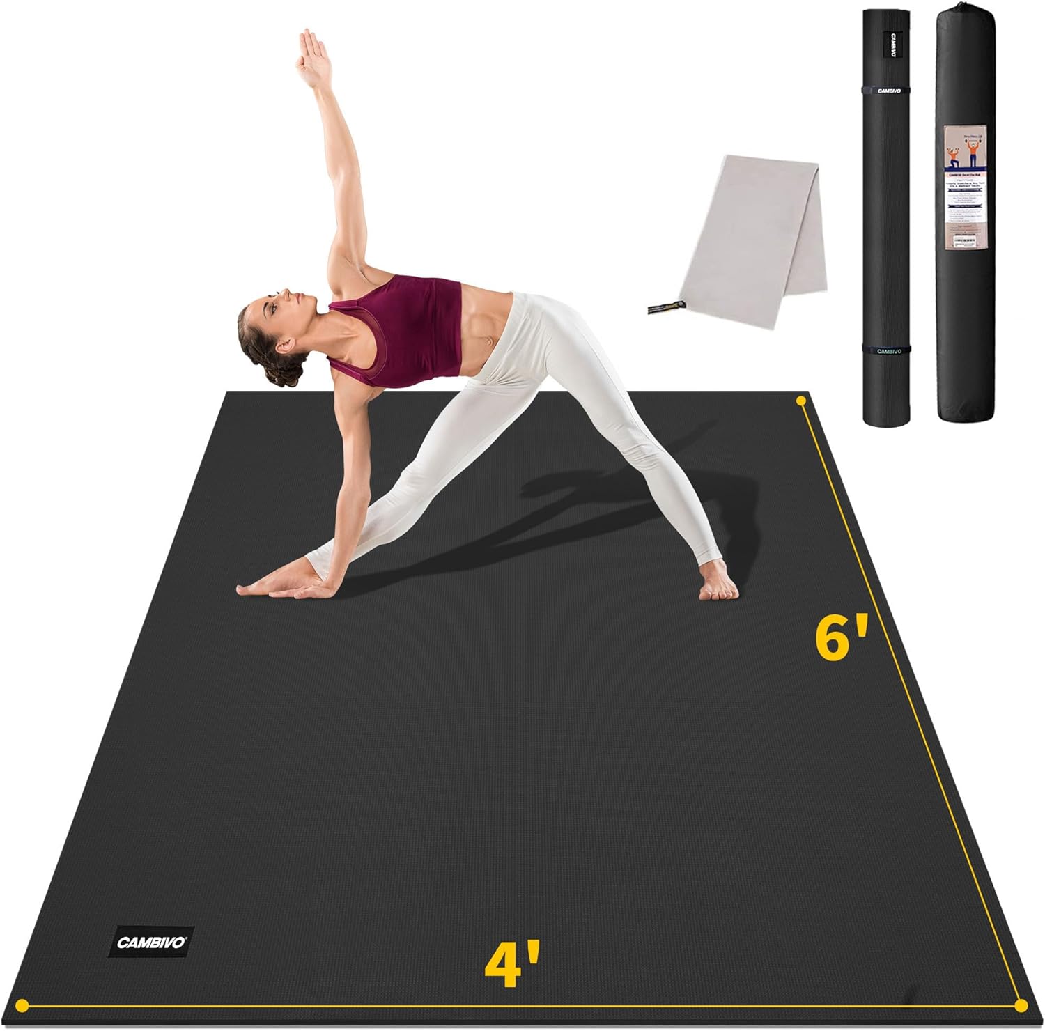 Extra Wide Non-Slip Yoga Mat by CAMBIVO