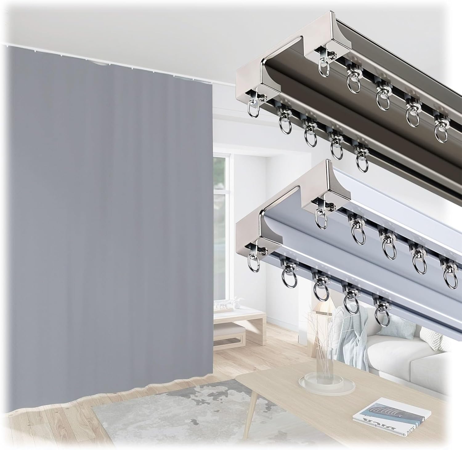 10ft Rust-Proof Double Curtain Track - Easy Install!