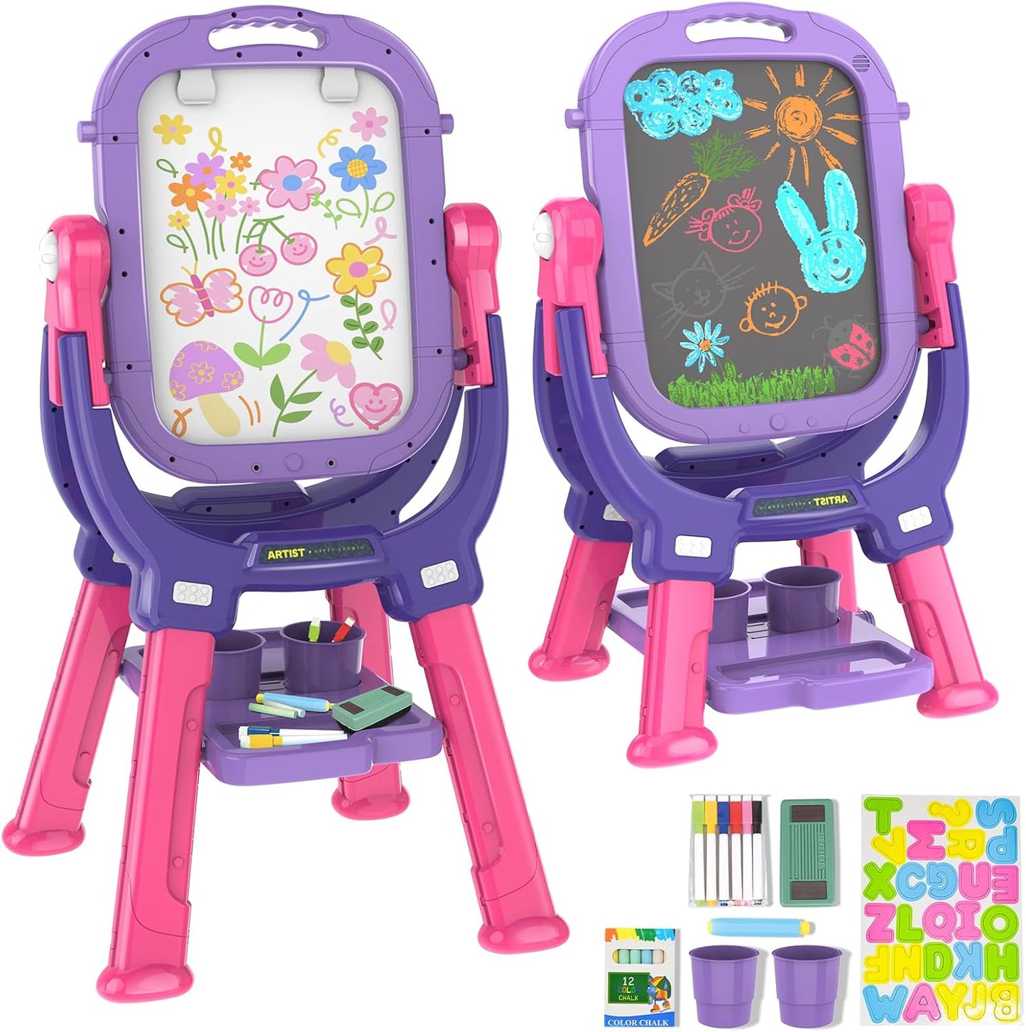 Adjustable Toddler Art Easel with Magnetic Double Sided Boards