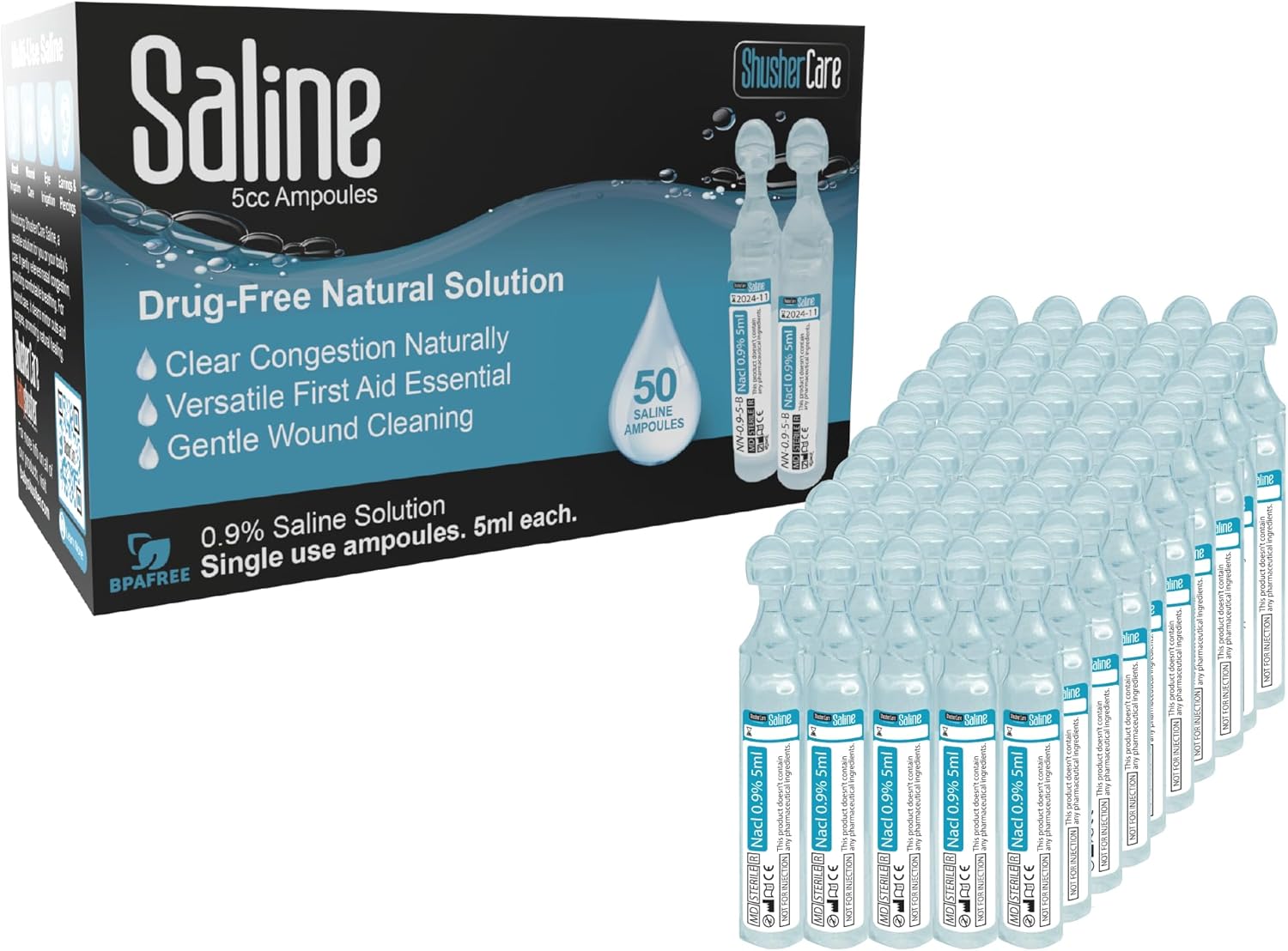 Moisturizing Saline Ampoules | Safe & Drug-Free | 0.16 oz
