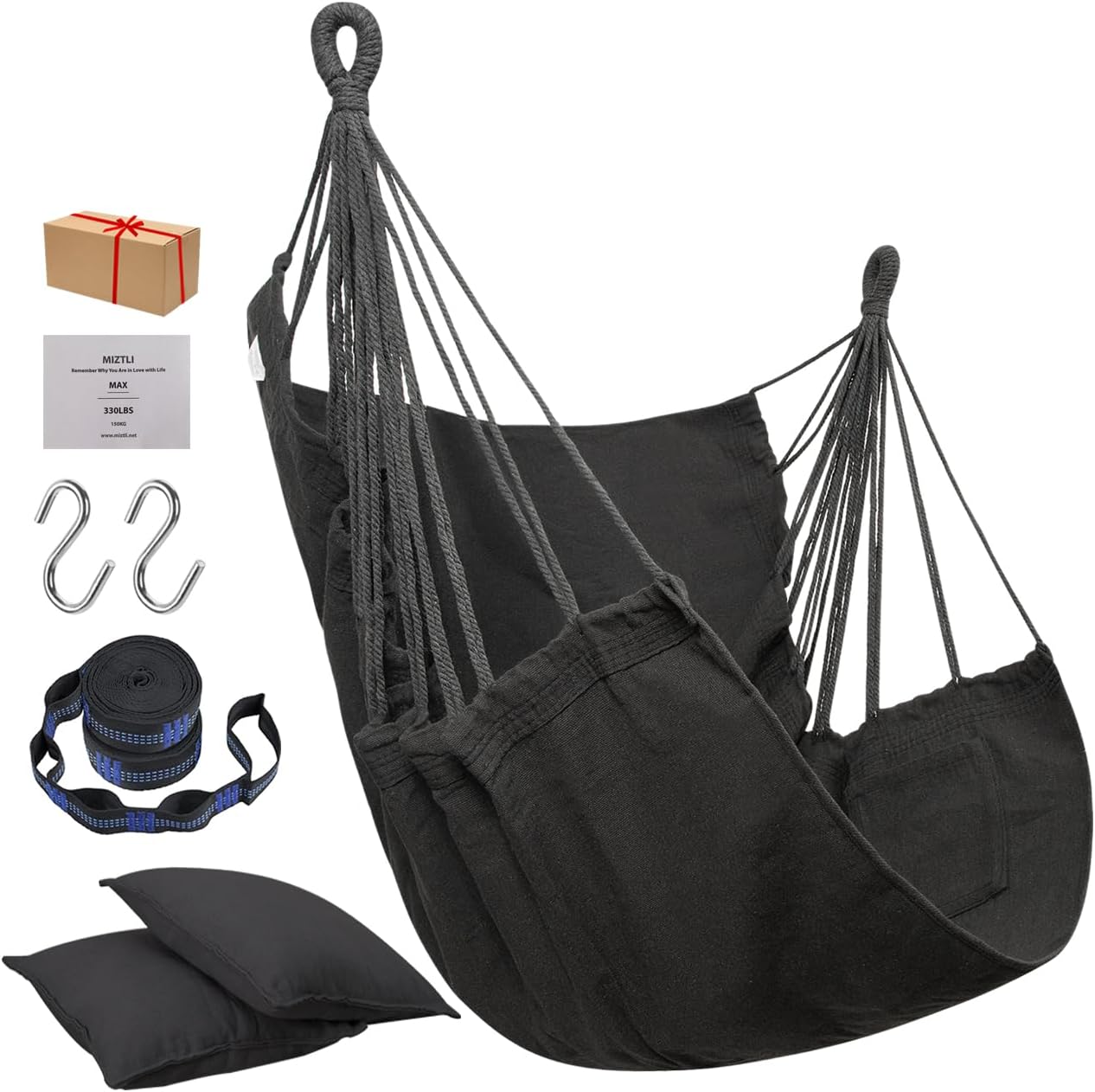 330lbs Capacity Hammock Swing with 2 Cushions