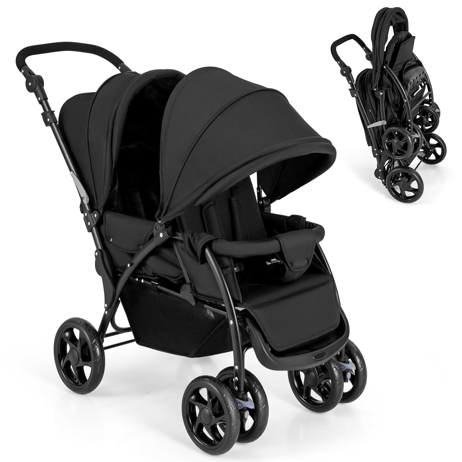 GLACER Foldable Twin Stroller for Safe and Comfortable Travel