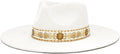 Big Wide Brim White Boho Western Fedora for Women and Men - 4in Flat