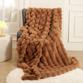Super Comfort Oversized Warm Thick Bubble Plush Rabbit Fur Throw