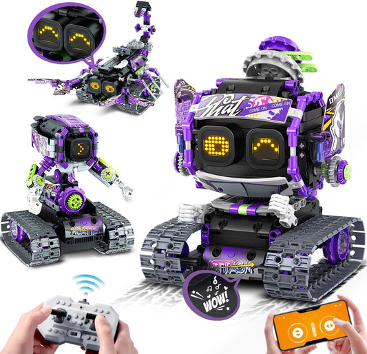 INSOON 3-in-1 Robot Building Toy: LED Eyes, Sounds, Remote Control!