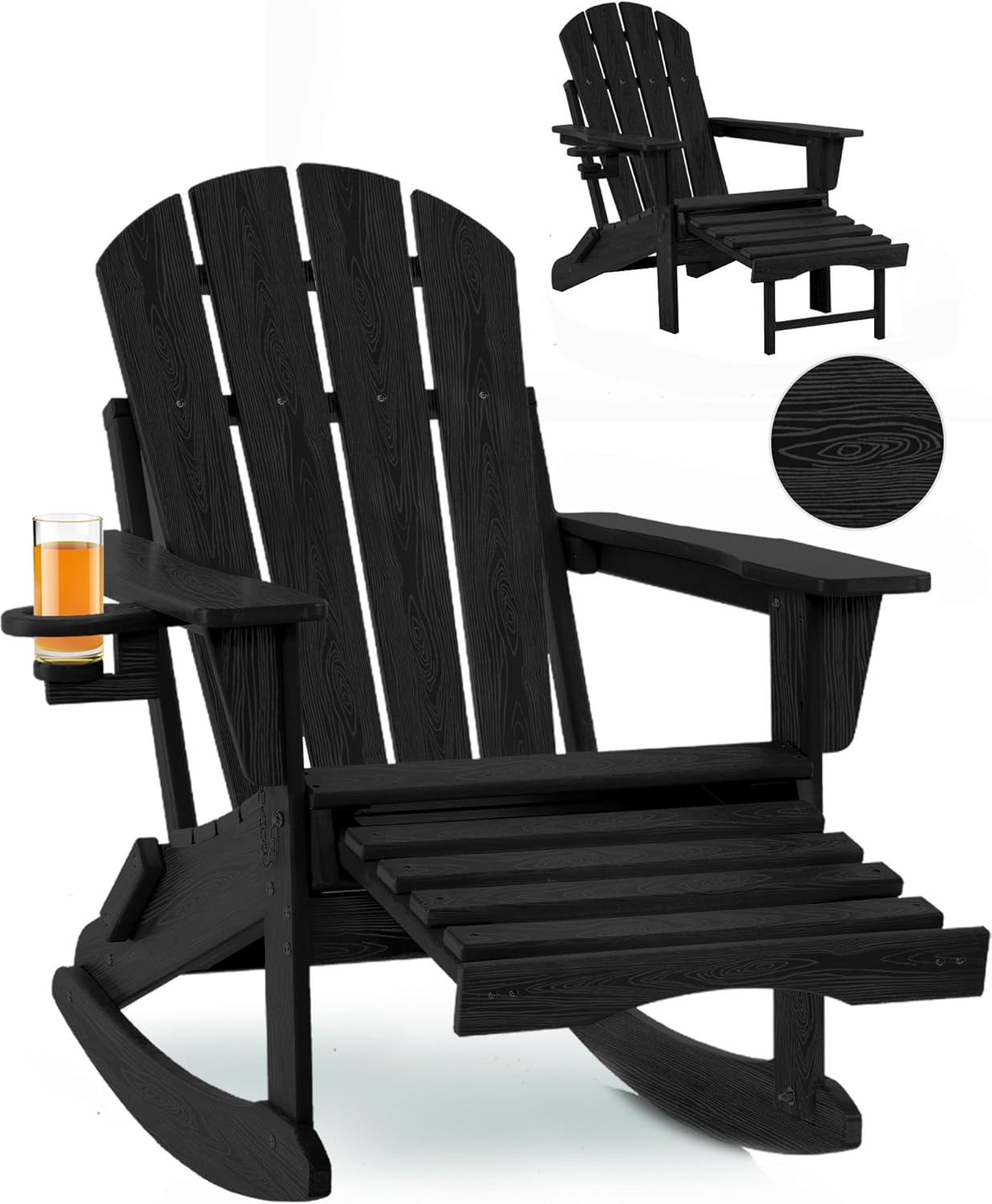 4-in-1 Adirondack Rocking Chair with Ottoman - Serique
