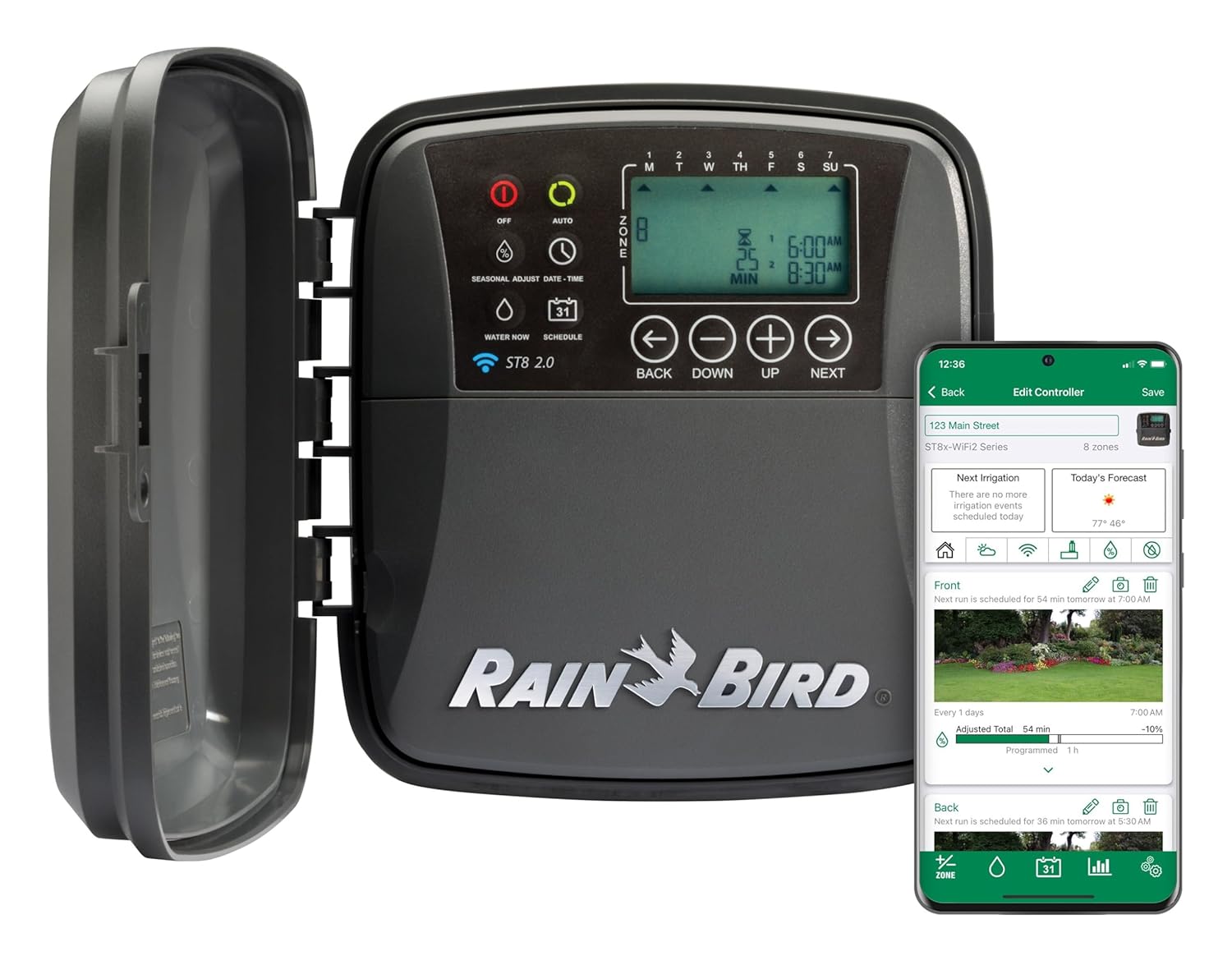 Rain Bird ST8O-2.0 Smart WiFi Sprinkler Timer for Efficient Watering