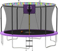 Outdoor Trampoline with Basketball Hoop and LED Lights for Fun