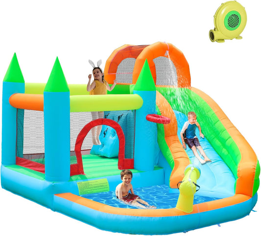 Inflatable Water Slide Park with Splash Pool for Kids Fun