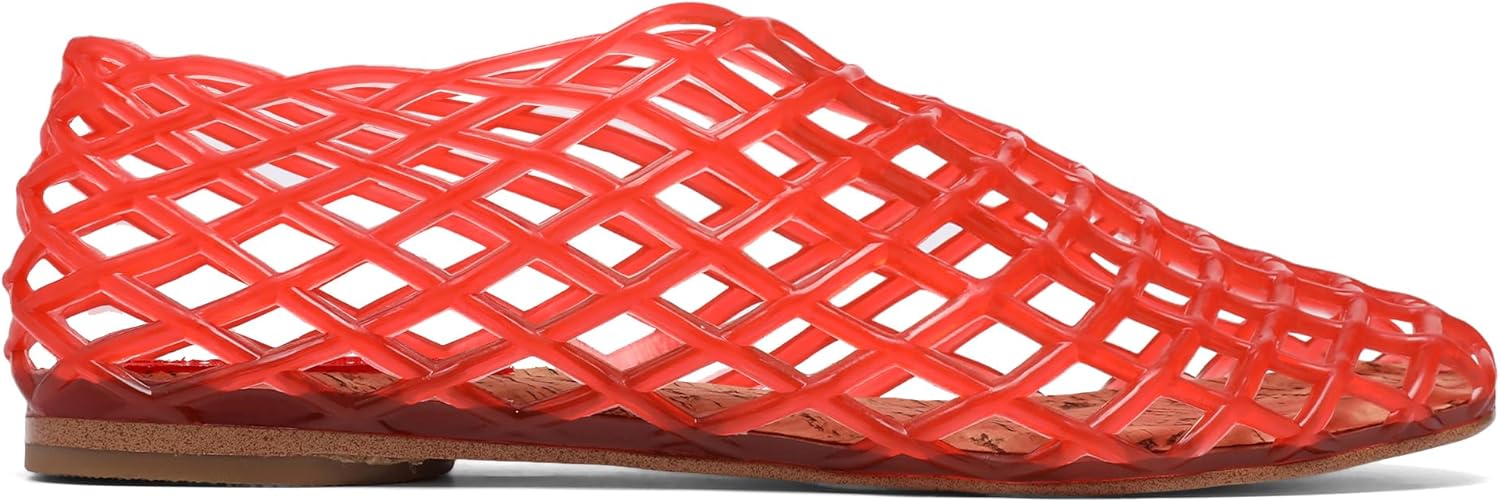 Red Jelly Mesh Ballet Flats for Women - Stylish Beach Shoes