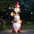 17 in Large Garden Gnome Statue with Solar Lights - Funny Outdoor