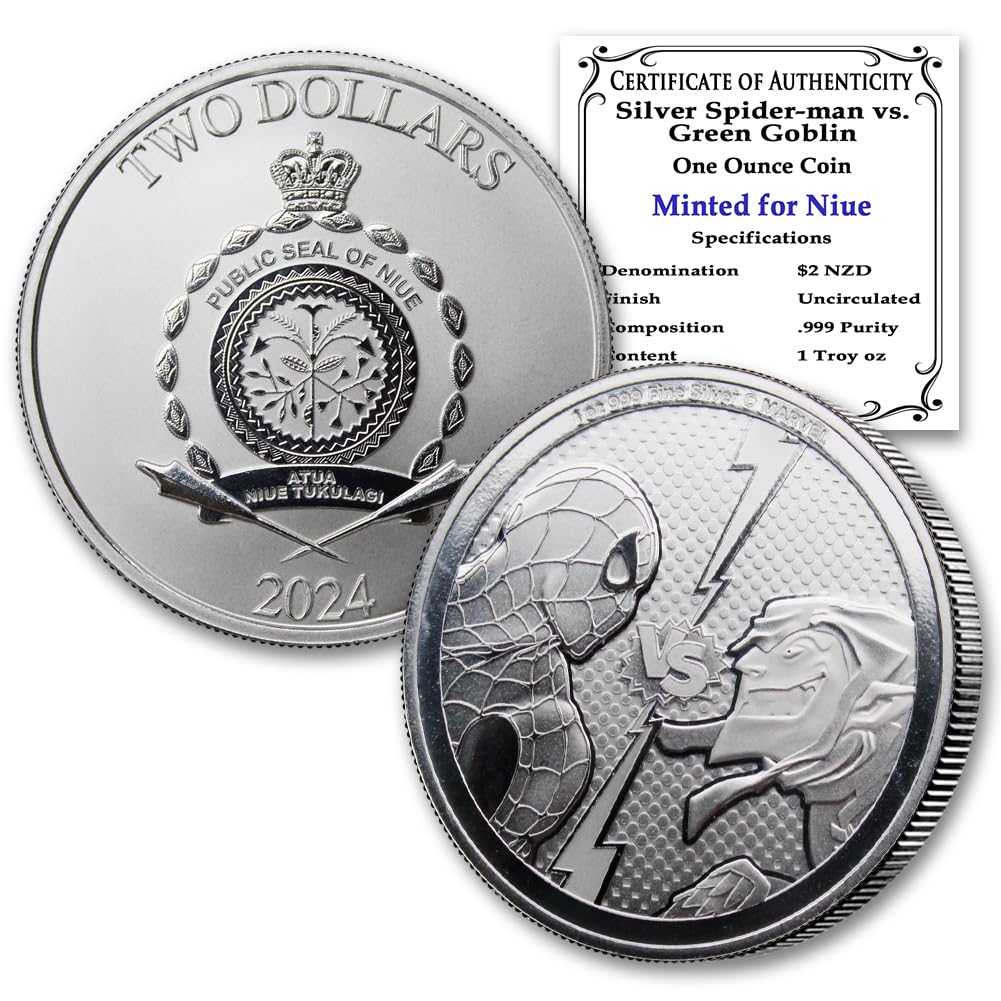 2024 1 oz Niue Silver Marvel Coin: Spider-Man vs Green Goblin