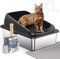 PEDIBAT Stainless Steel Cat Litter Box: XL High-Sided Design