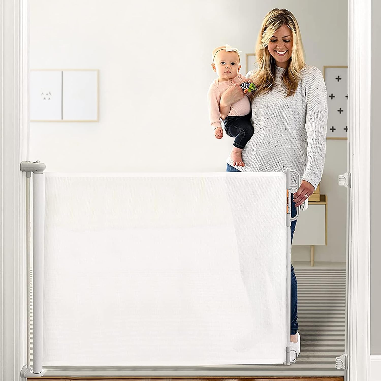 Retractable Baby Gate for Stairs and Doorways - Extra Wide Design