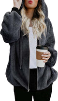 Sherpa Jacket for Women - Oversized Fleece Zip Hoodie Warm Fit