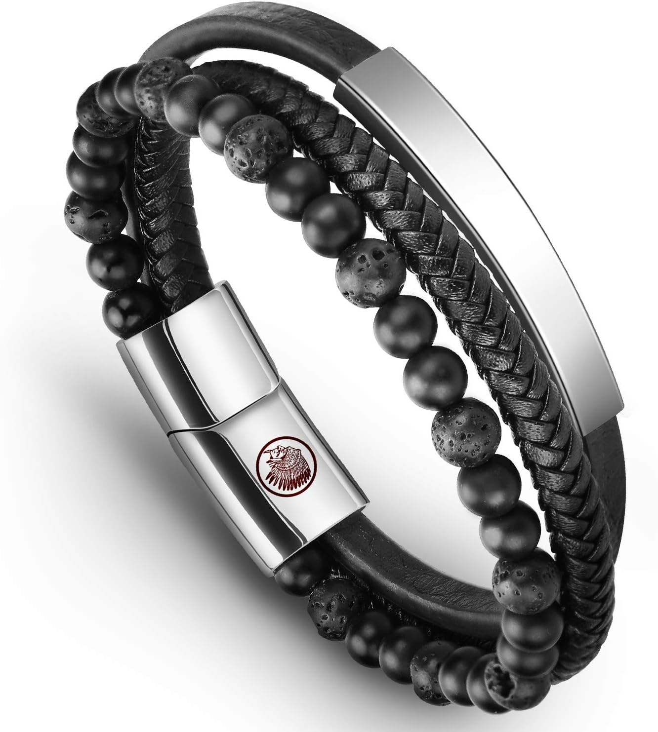 Men's Hand-Braided Leather Bracelet - Magnetic Clasp