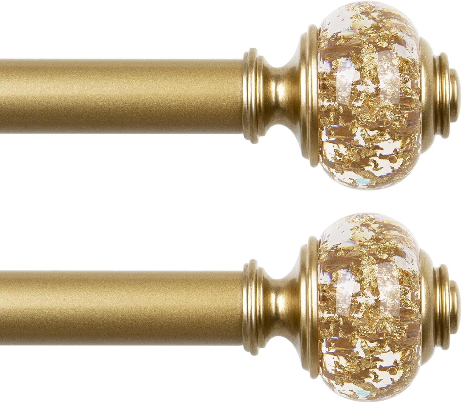 2 Pack Curtain Rods with Luxury Gold Finials for Windows