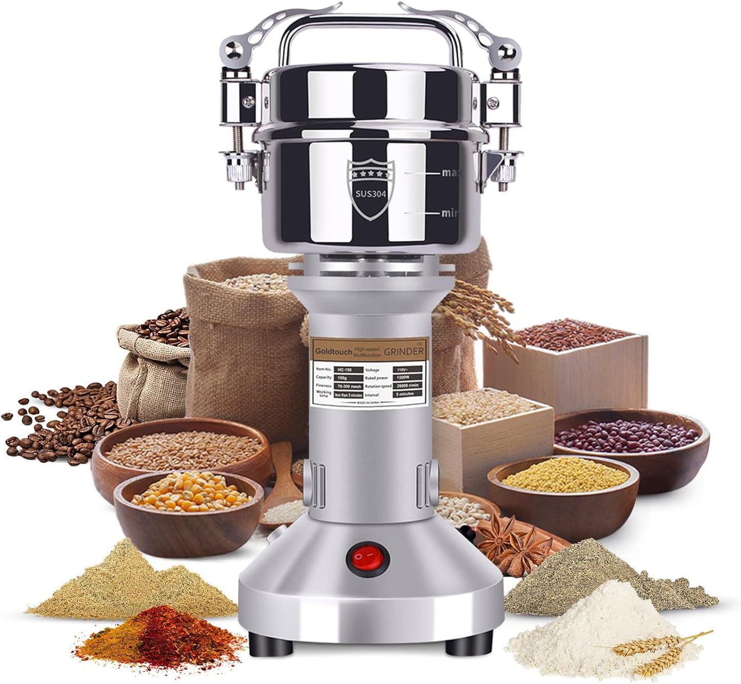 Goldtouch 150g Grain Mill Grinder for High-Speed Grinding