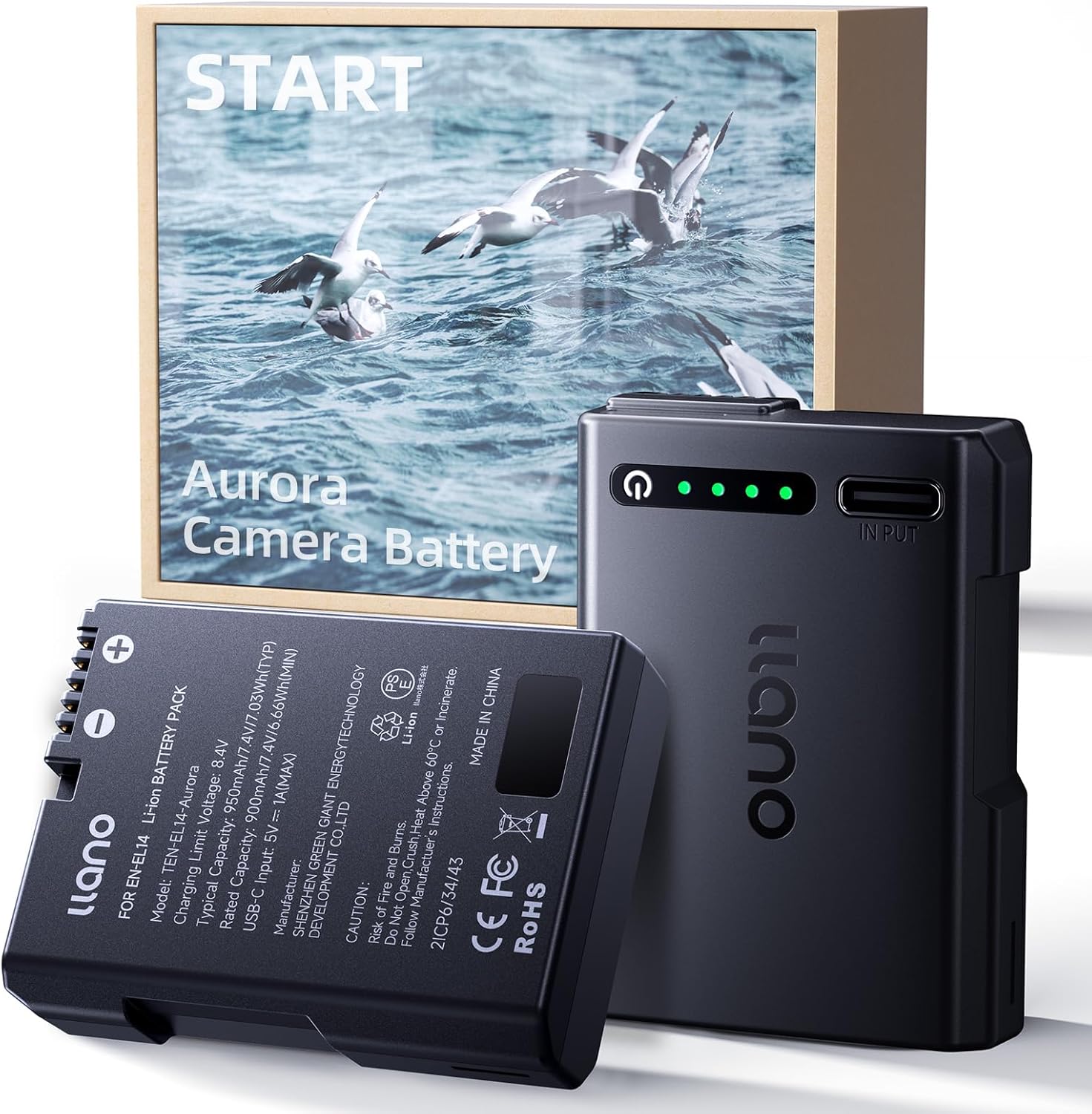 llano 2-Pack Aurora USB-C EN-EL14 Battery for Nikon Cameras