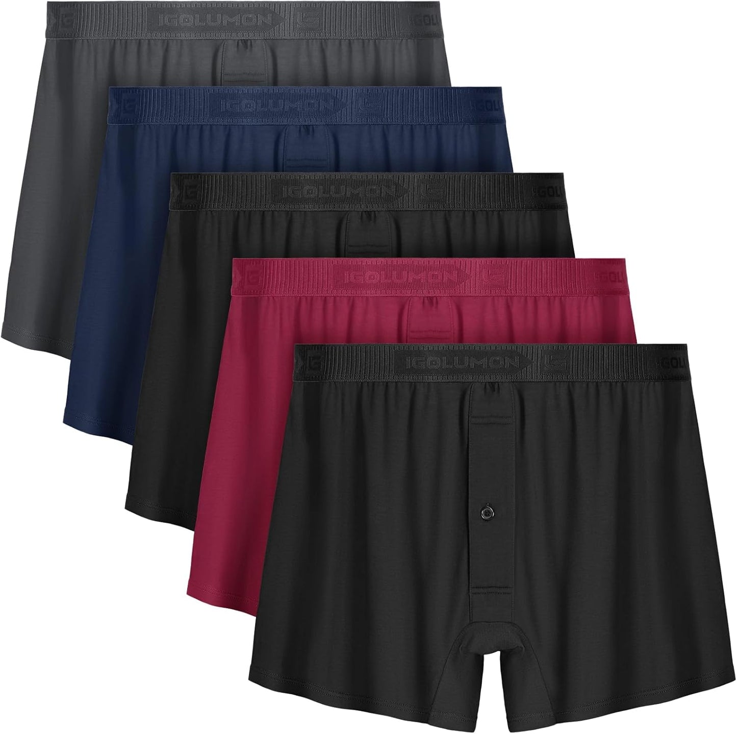 IGOLUMON Mens Underwear Boxer Shorts 5 Pack Bamboo Rayon Comfort