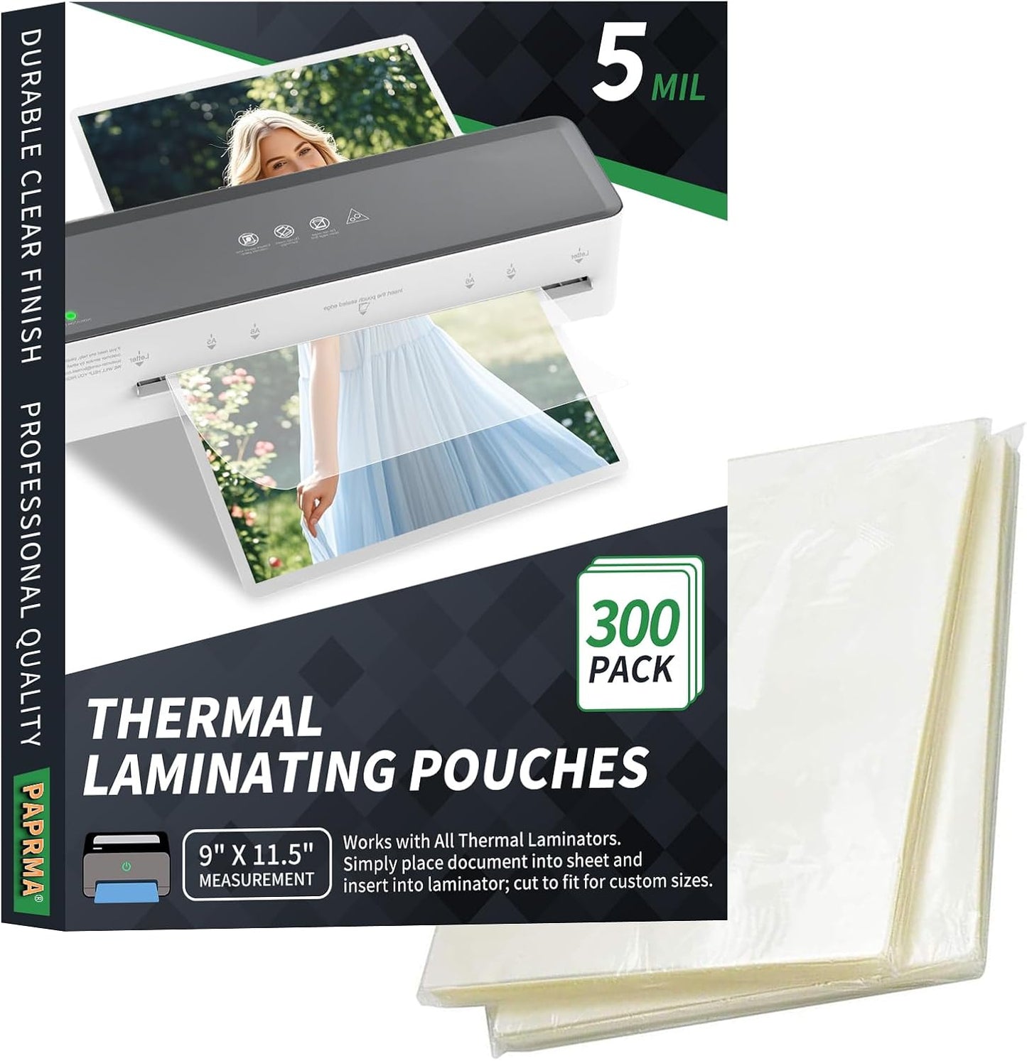 5 Mil Laminating Sheets for Clear Document Protection 300 Packs