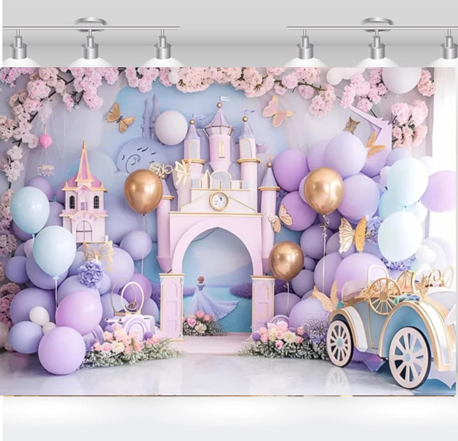 Princess Castle Backdrop for Girls 1st Birthday Photo Shoot