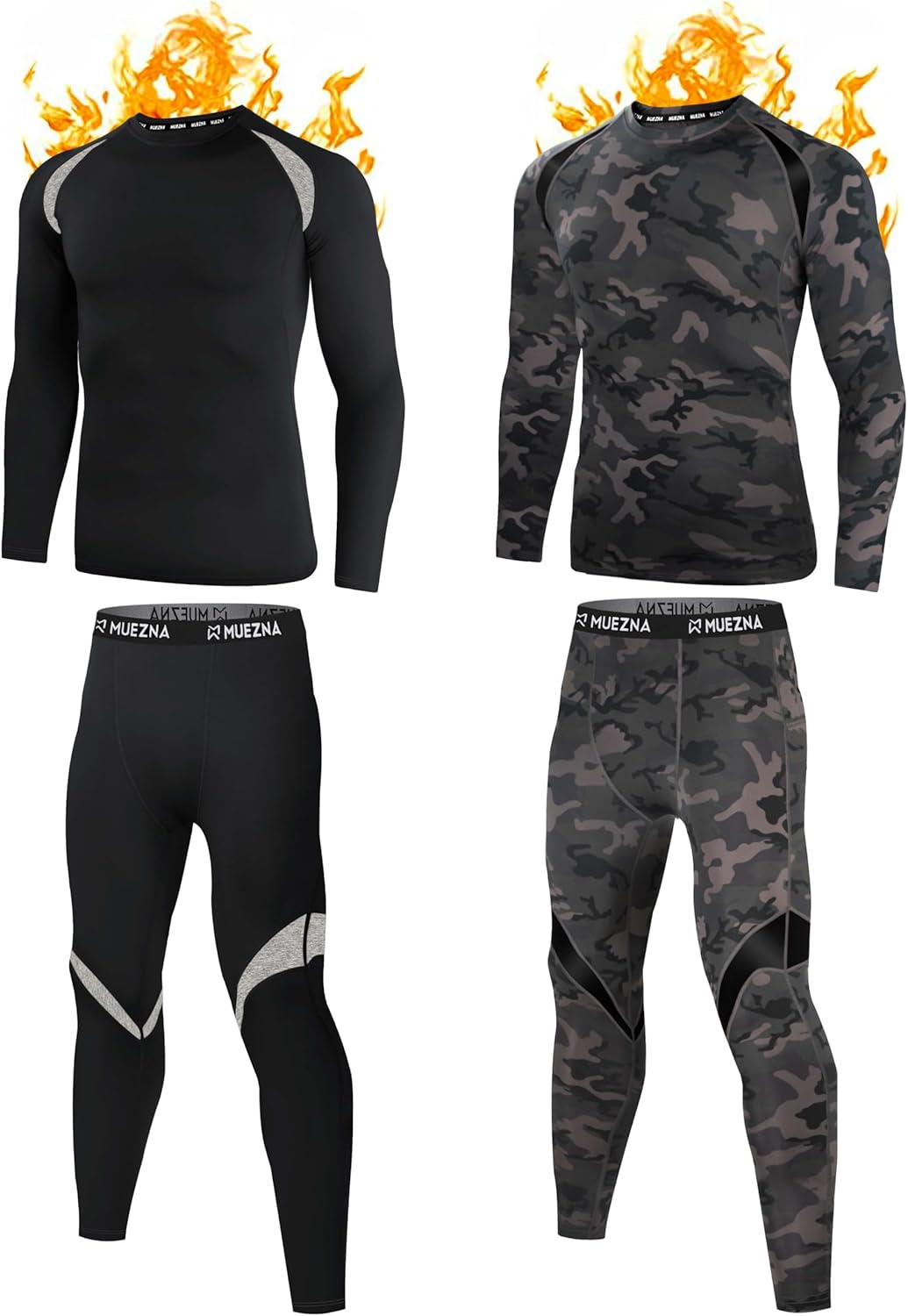 Muezna Men's Thermal Top and Bottom Set for Cold Weather Comfort