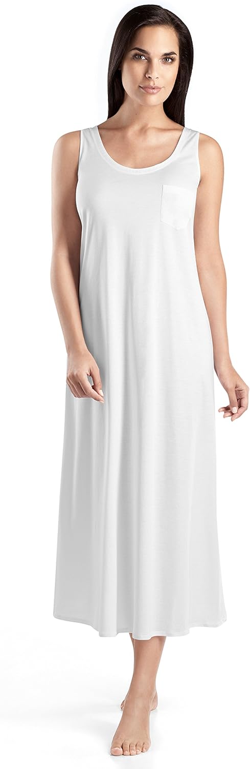 Hanro Women's Cotton Deluxe Long Tank Nightgown for Comfort
