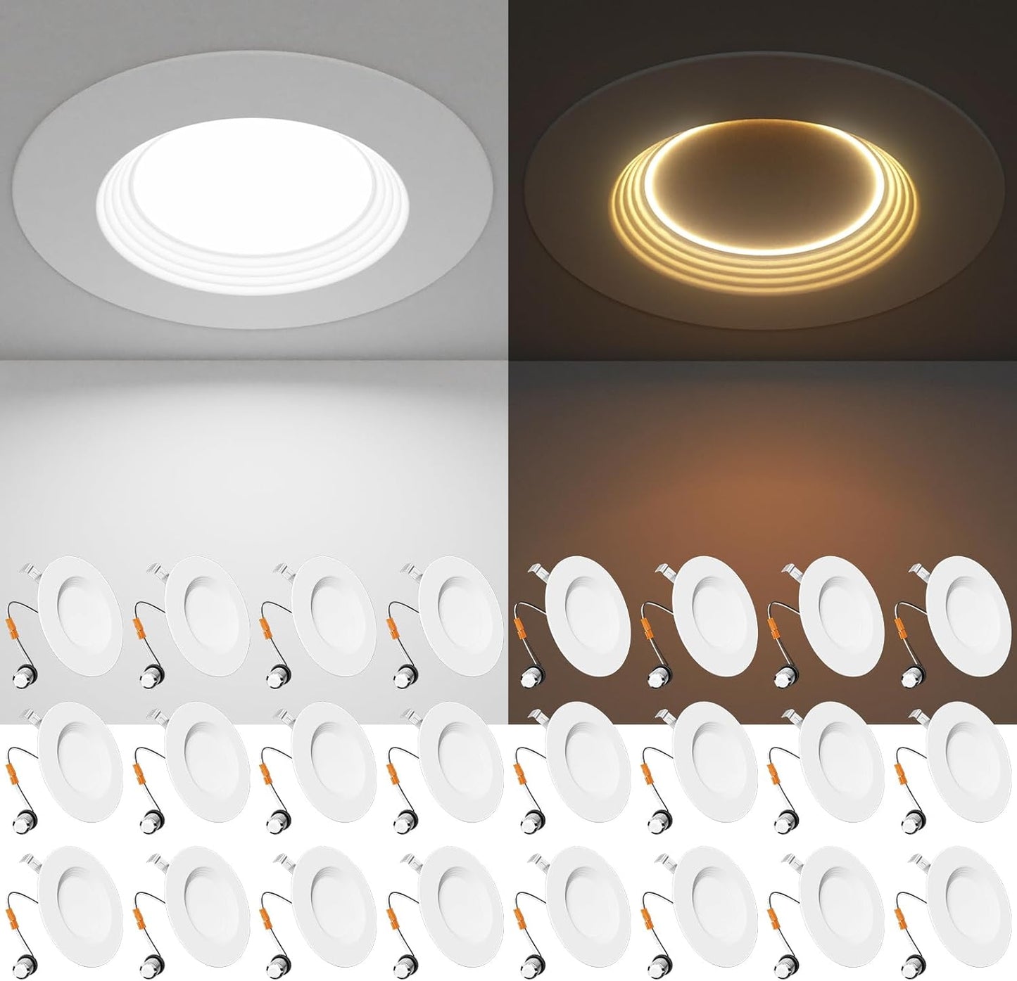 Ensenior 5/6 Inch LED Can Lights with Night Light - 24 Pack