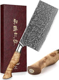 HEZHEN Meat Cleaver & Butcher Knife - 6.8 Inch Damascus Steel