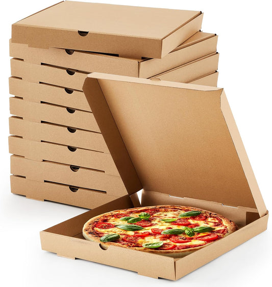10 Pcs Corrugated Pizza Boxes by Fullhawl - Grease Resistant