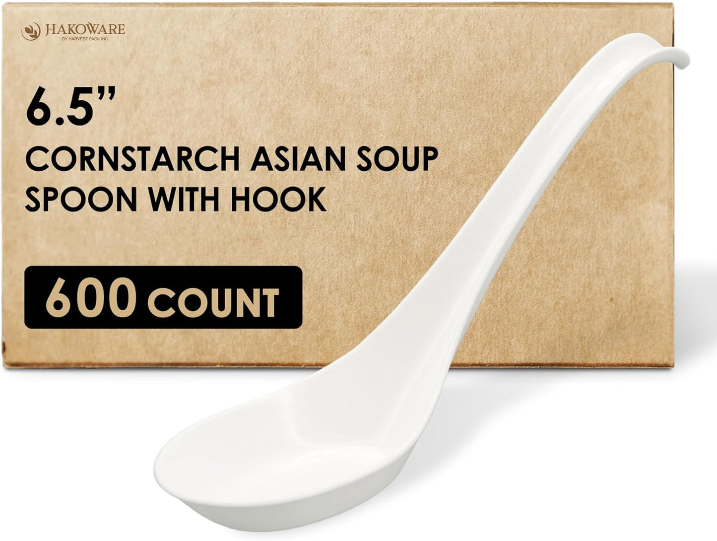 HAKOWARE Disposable Asian Soup Spoons for Ramen and Pho