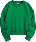 Cropped Sweatshirts for Women Cotton Crewneck - Waist-Length Cozy Fit