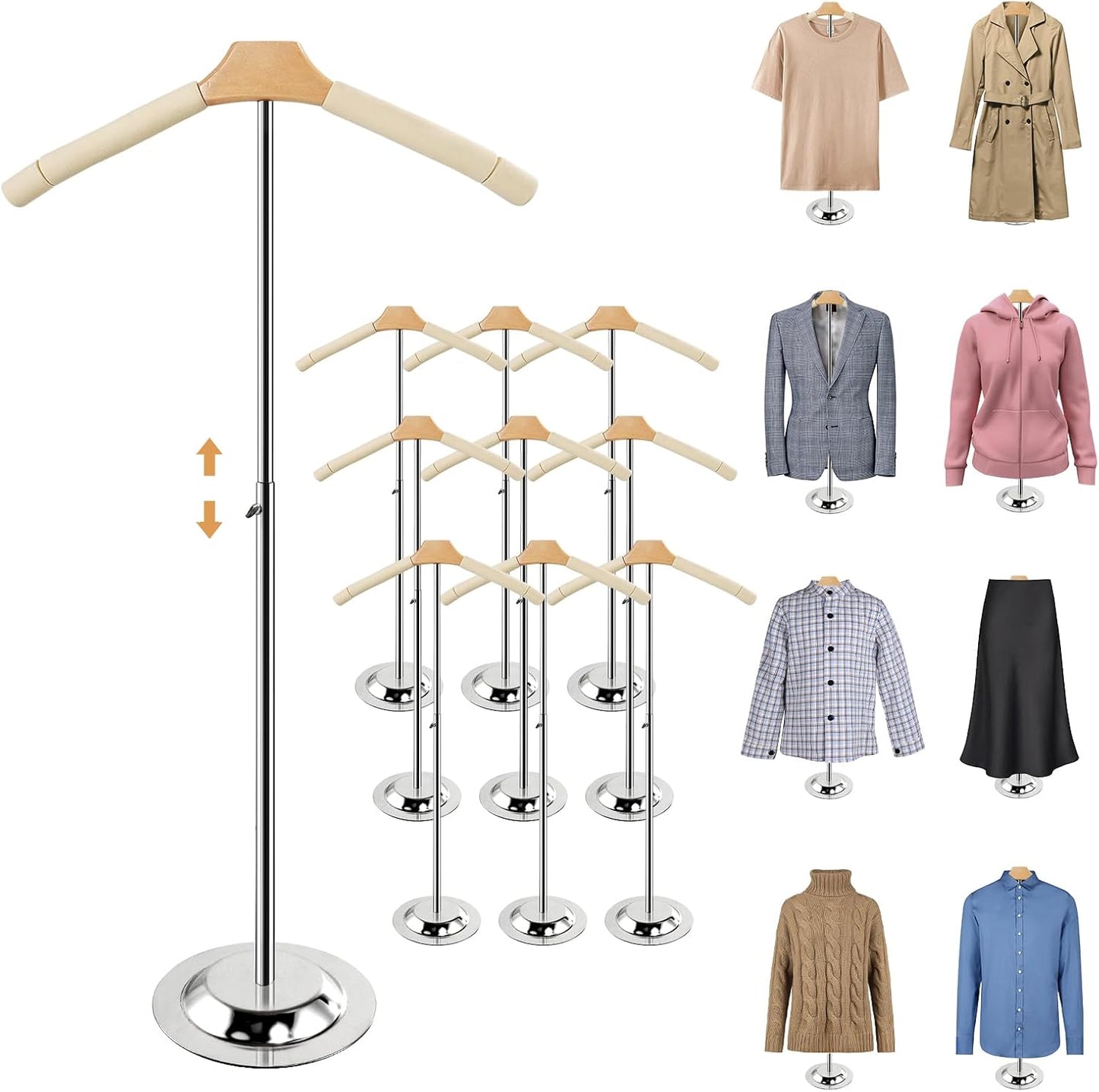 Height Adjustable T-Shirt Display Stand for Vendors - 10 Pcs