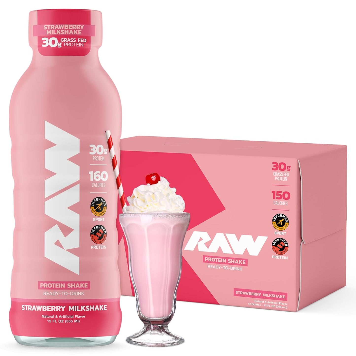 RAW Ready-to-Drink Strawberry Protein Shake for Recovery