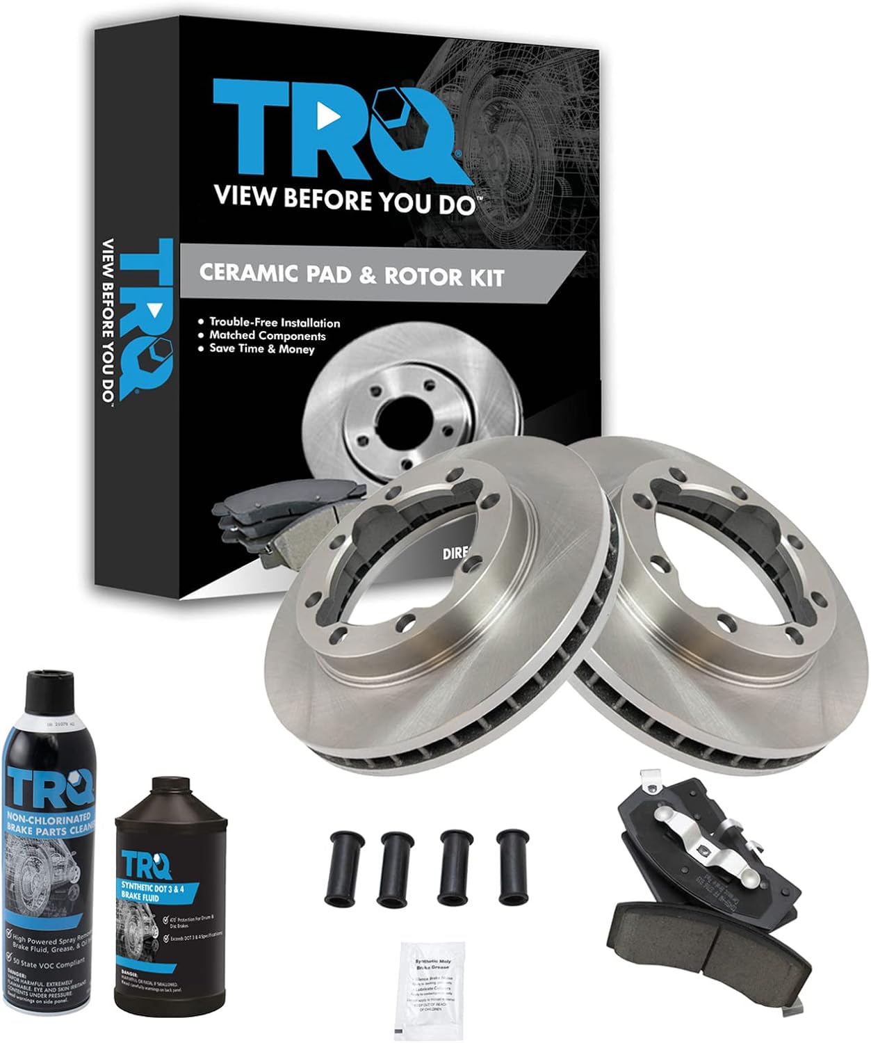 TRQ Front Brake Pad & Rotor Kit for Chevrolet and Dodge Trucks