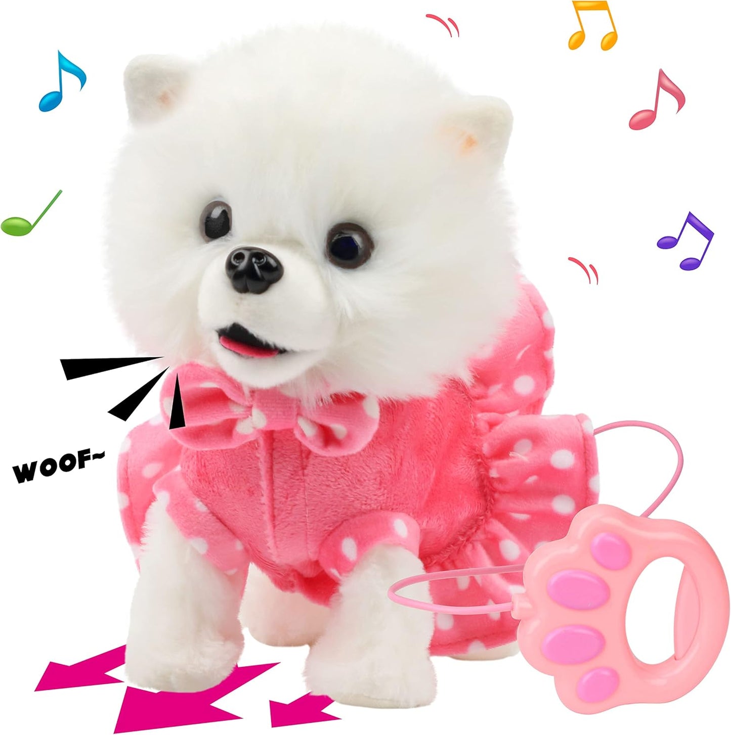 Interactive Walking Pomeranian Toy - Remote Control Puppy with Animated Movements