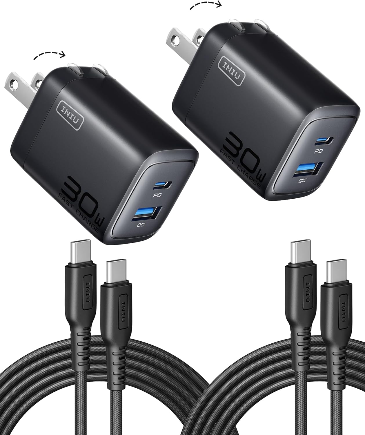 INIU 30W Dual Port Fast Charger 2-Pack