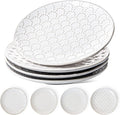 LE TAUCI Salad Plates 8 in Set of 4 - Embossed White Ceramic for Tea