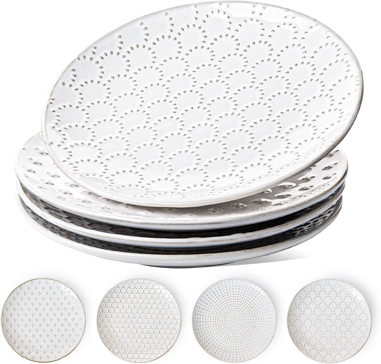 LE TAUCI 8 Inch Salad Plates Set of 4 for Elegant Dining