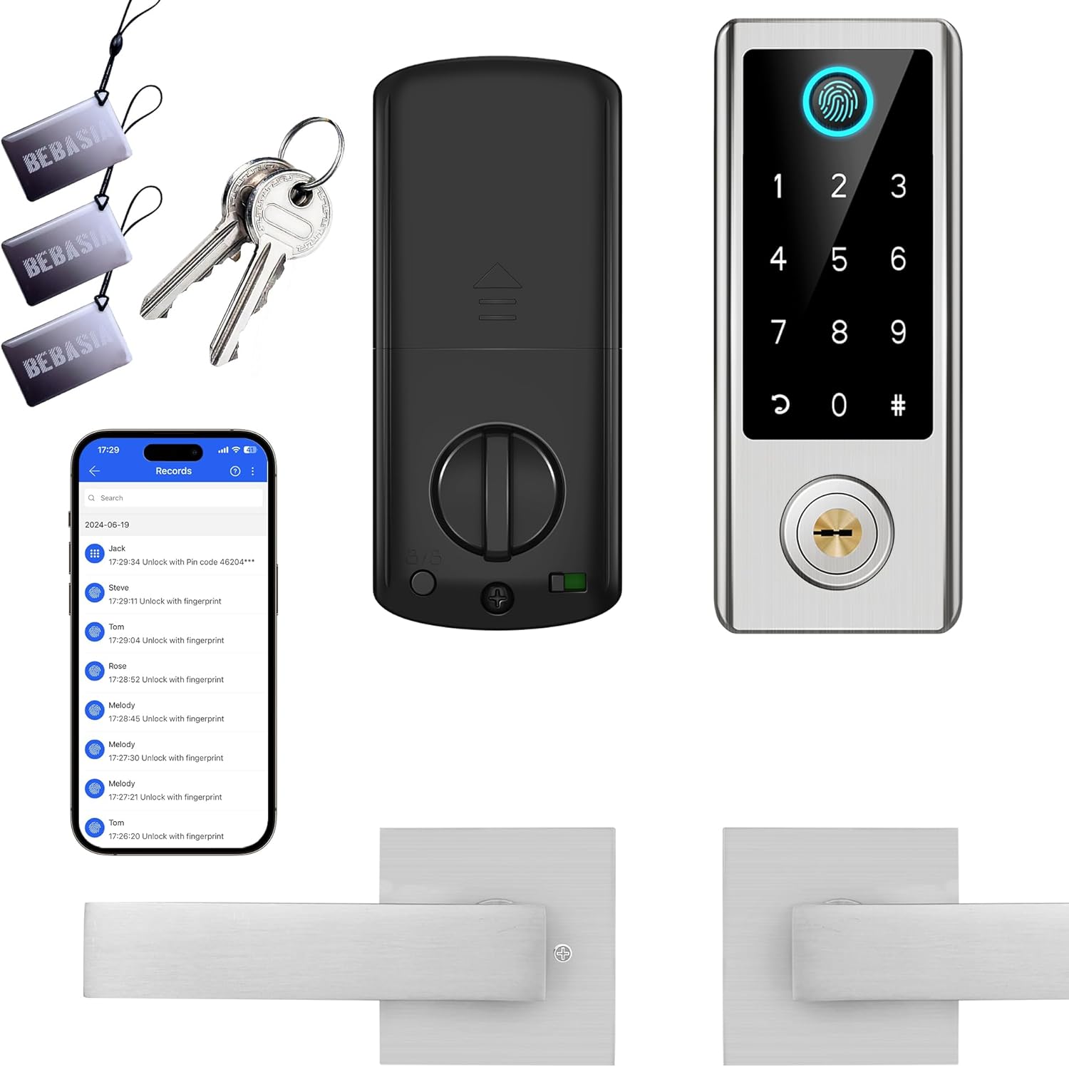 BEBASIA Smart Fingerprint Door Lock: Keyless Entry & App Control