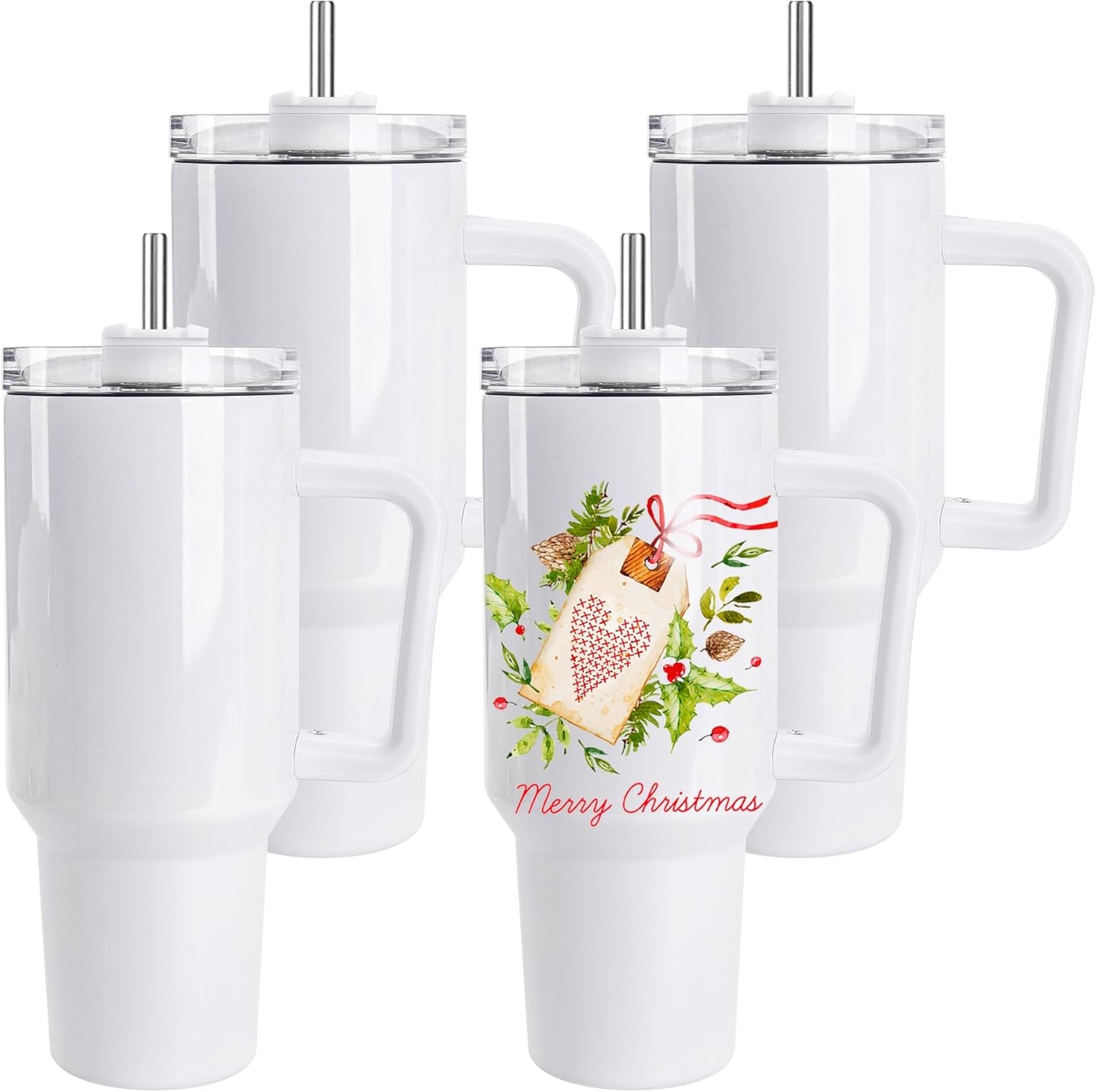 40 oz Sublimation Tumbler 4 Pack with Handle for DIY Crafts