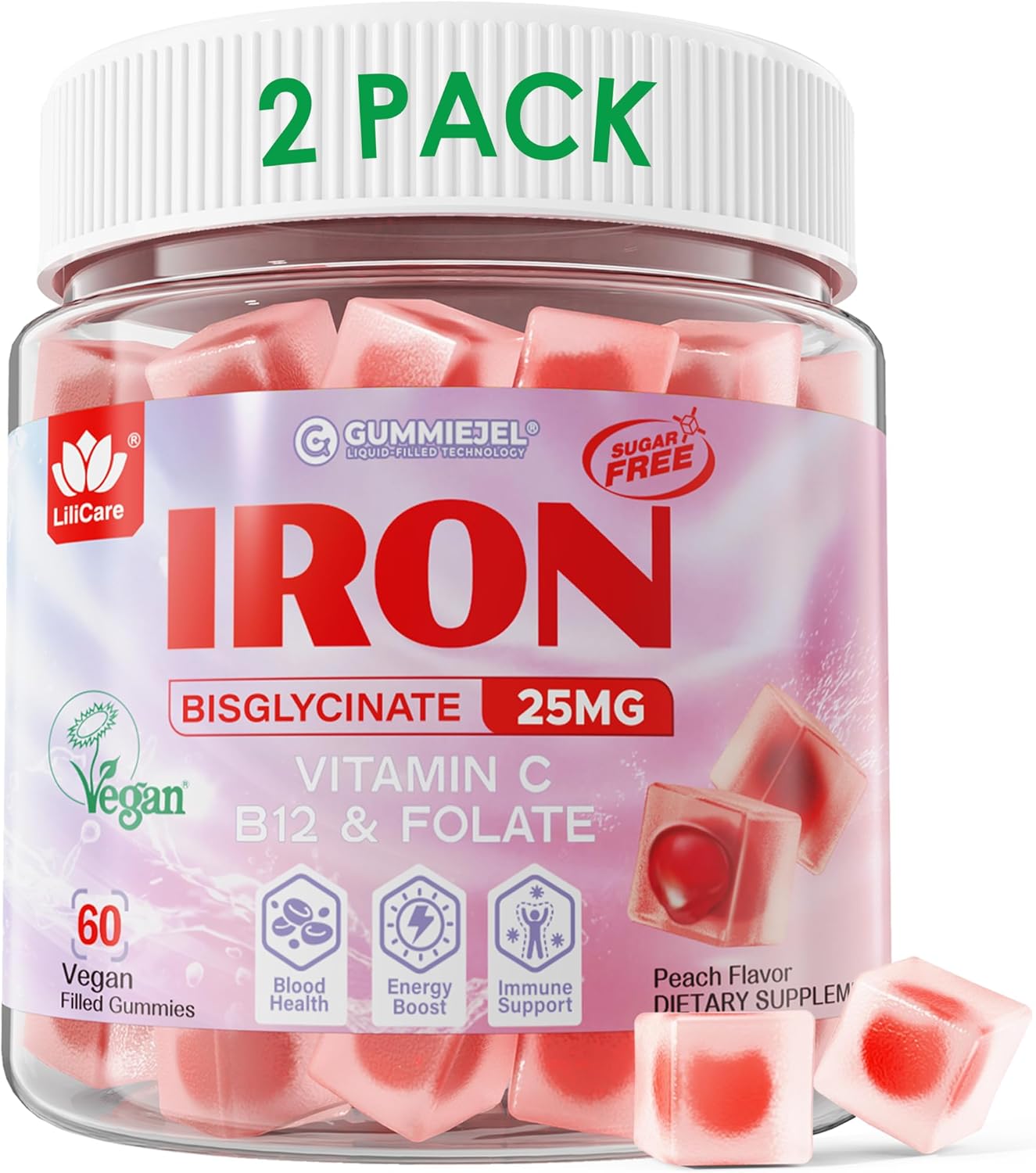 Vegan Iron Supplement for Women with Vitamin C and B12 Boost