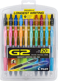 Pilot G2 Premium Gel Roller Pens Fine Point 0.7 mm Assorted Pack of 20