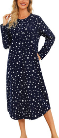 ENJOYNIGHT Womens Long Flannel Nightgown Button Down Sleepshirt - Warm