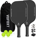 Pickleball Paddles Set of 2 - Lightweight Raw Carbon and Glass Fiber