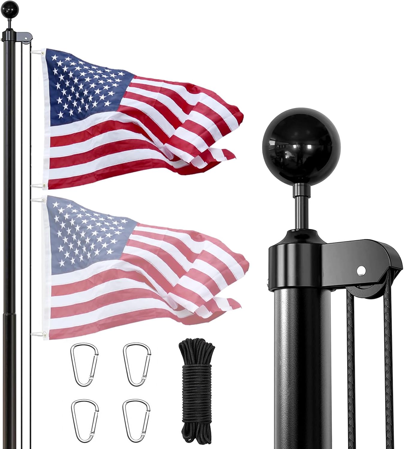 20FT Heavy Duty Aluminum Flag Pole Kit for Yard with Flag
