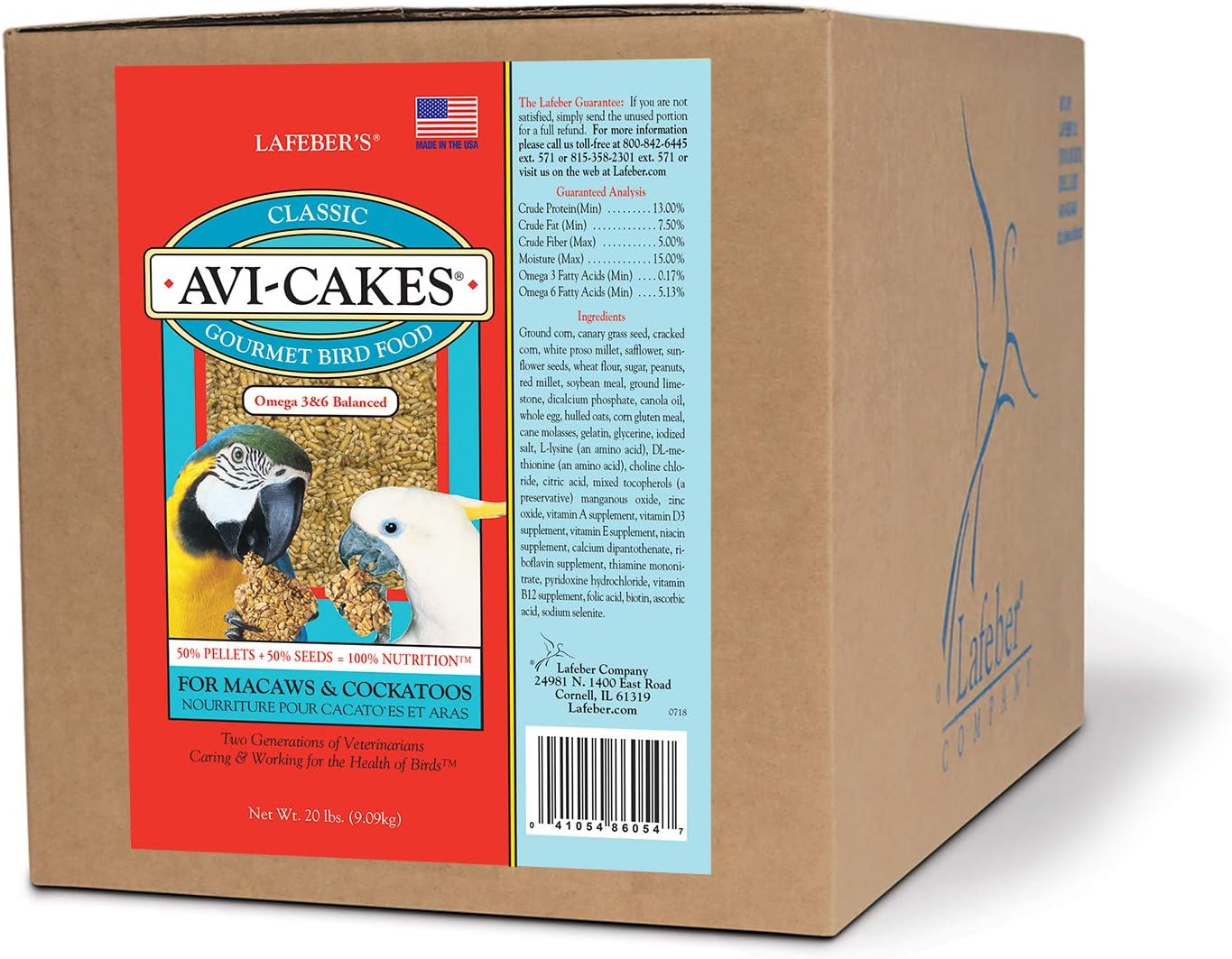 LAFEBER'S Classic Avi-Cakes for Macaws & Cockatoos - 20 lb
